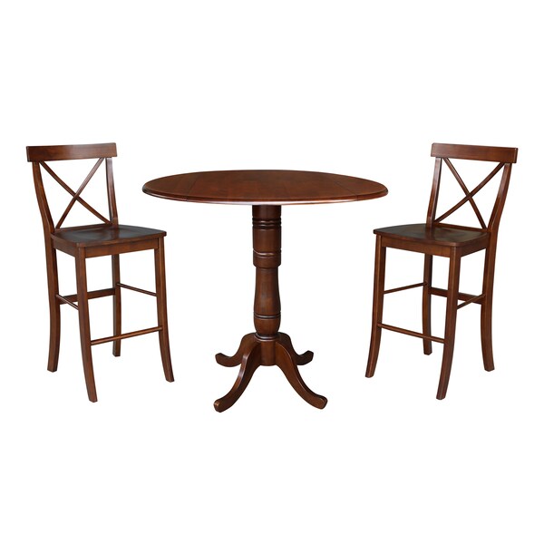 International Concepts Round 42 in Rd Pedestal Bar Height Table, 2 Bar Height Stools, Espresso, 42 in W, 42 in L, Wood K581-42DPT-6133-2 - main